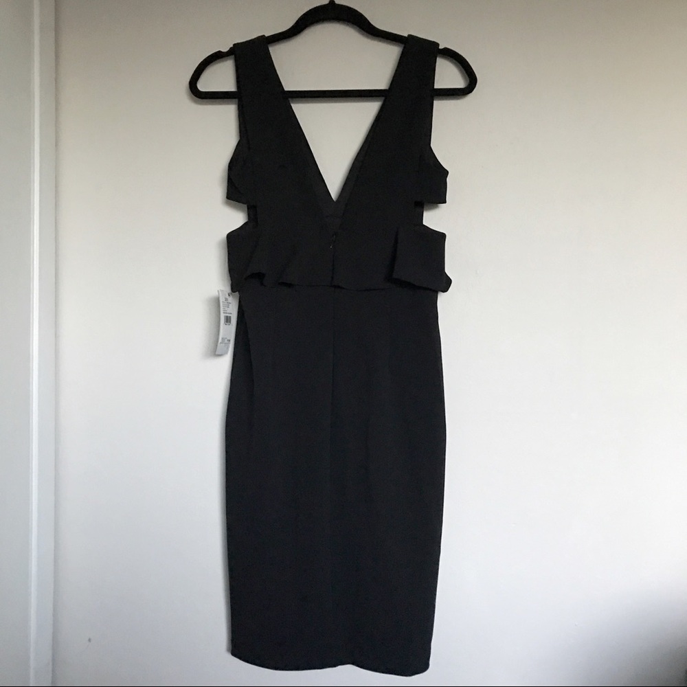 Aidan Mattox Peplum Scuba Crepe Cocktail Dress Size 4 NEW Black Cut Out Party - Picture 4 of 7